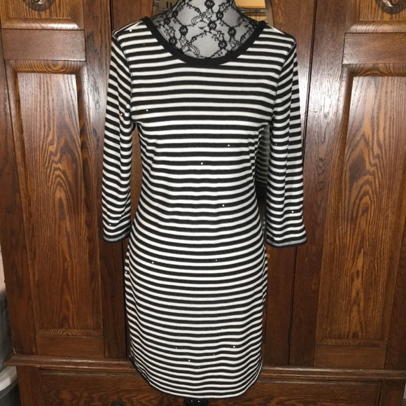 Express Dresses & Skirts - Express Black & White Sequin Striped Dress